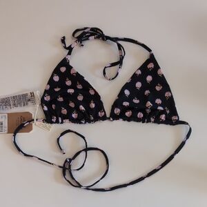 NWT Billabong Reversible String Triangle Bikini Top Size L 12 Hide Away Hippie